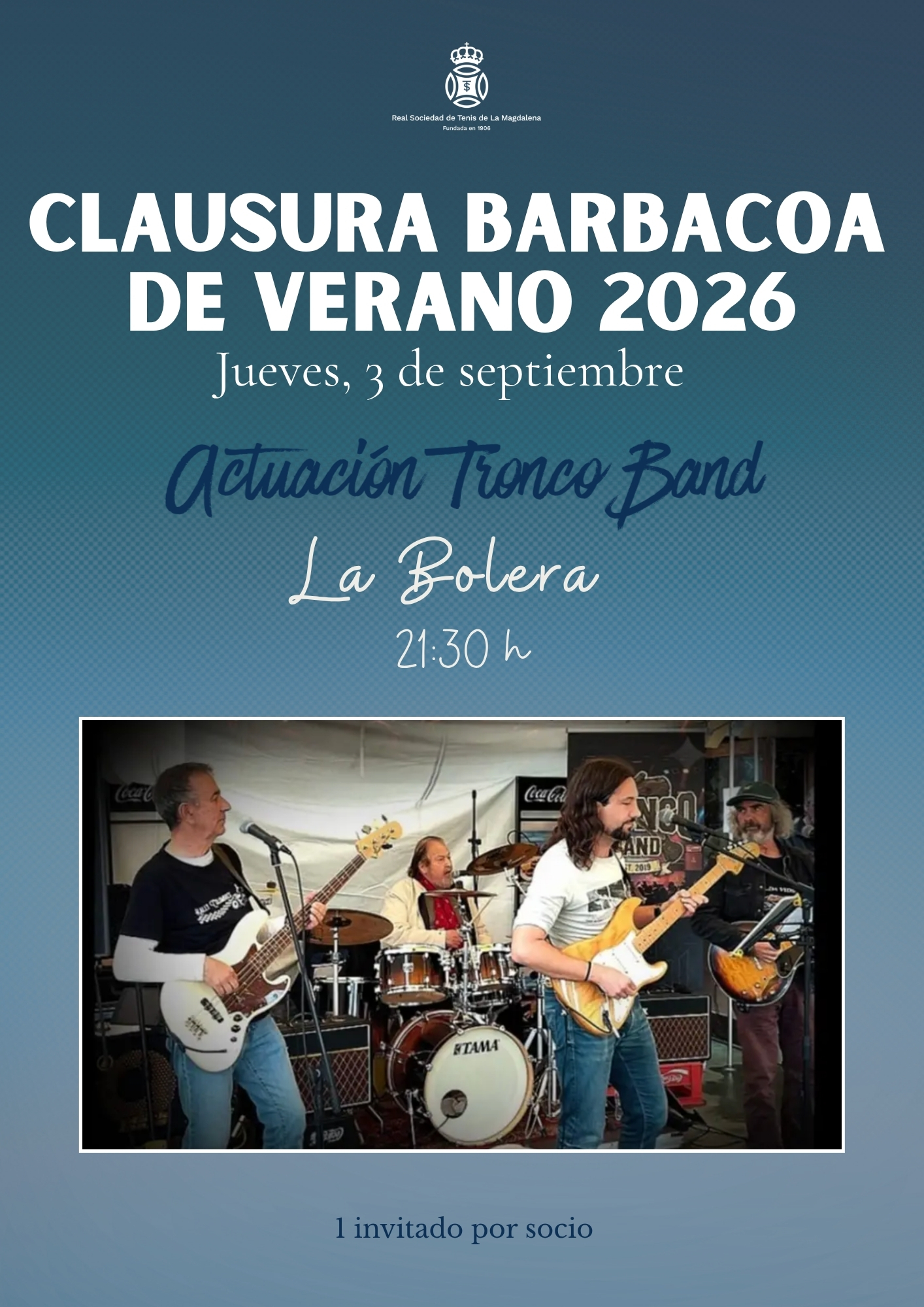 Clausura barbacoa de verano 2026. Actuación Tronco Band