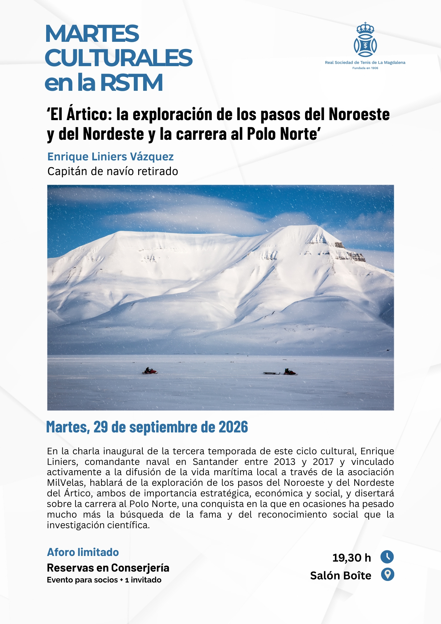 Martes Culturales en la RSTM. ‘El Ártico: la exploración de los pasos del Noroeste y del Nordeste y la carrera al Polo Norte’